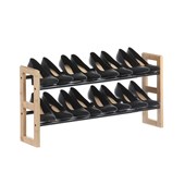 LTW Bamboo Expandable Shoe Rack Powder Coated Black