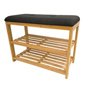 LTW Bamboo Shoe Rack With Charcoal Seat