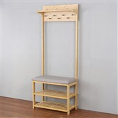 LTW Bamboo Hall Stand With Grey Seat